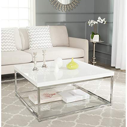 Safavieh Home Collection Malone White and Chrome Coffee Table